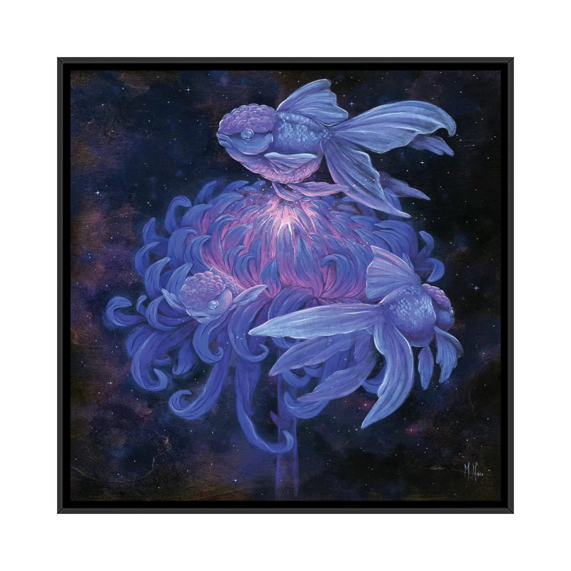 Goldfish Moon by Martin Hsu - Painting on Canvas, Black Framed, 93.98 cm H x 93.98 cm W