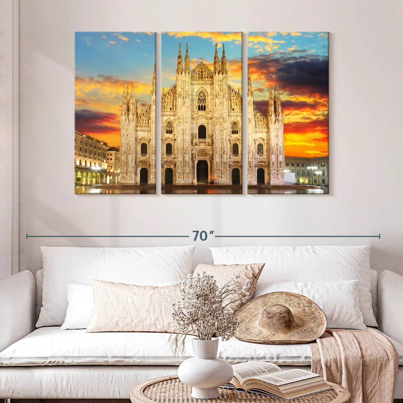 Sebbie Sunset At Milan Cathedral, 32" H x 50" W