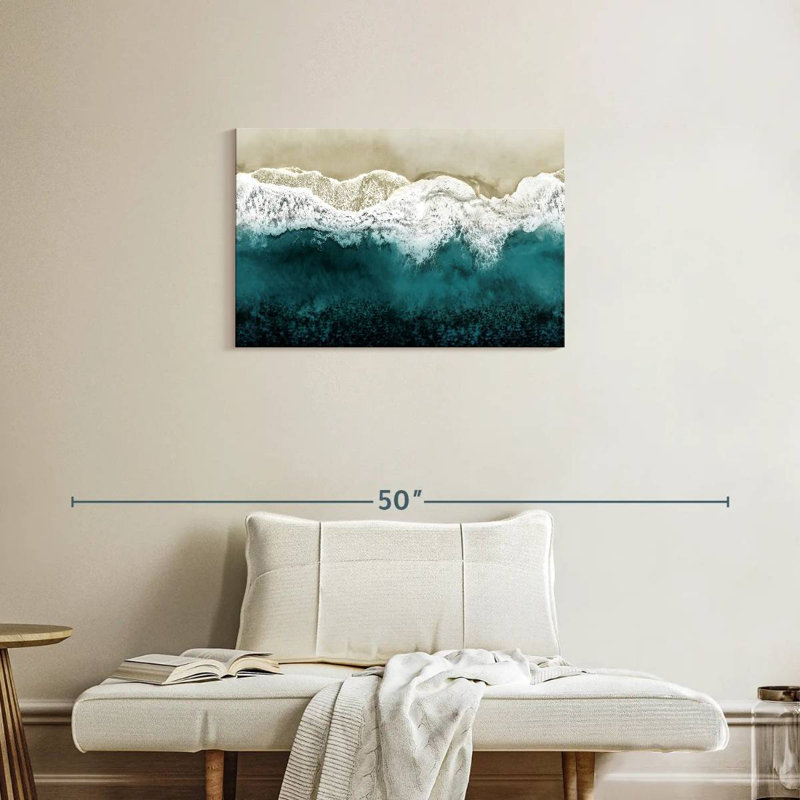 Gillard bleu sarcelle vagues de l'océan d'en haut II, H 20 po x l 30 po