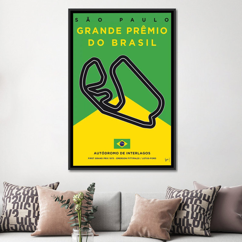 «Minimal Film», Interlagos Track, impression sur toile, H 48 po x l 32 po x P 1,5 po, Toile avec cadre noir, Pas de tapis