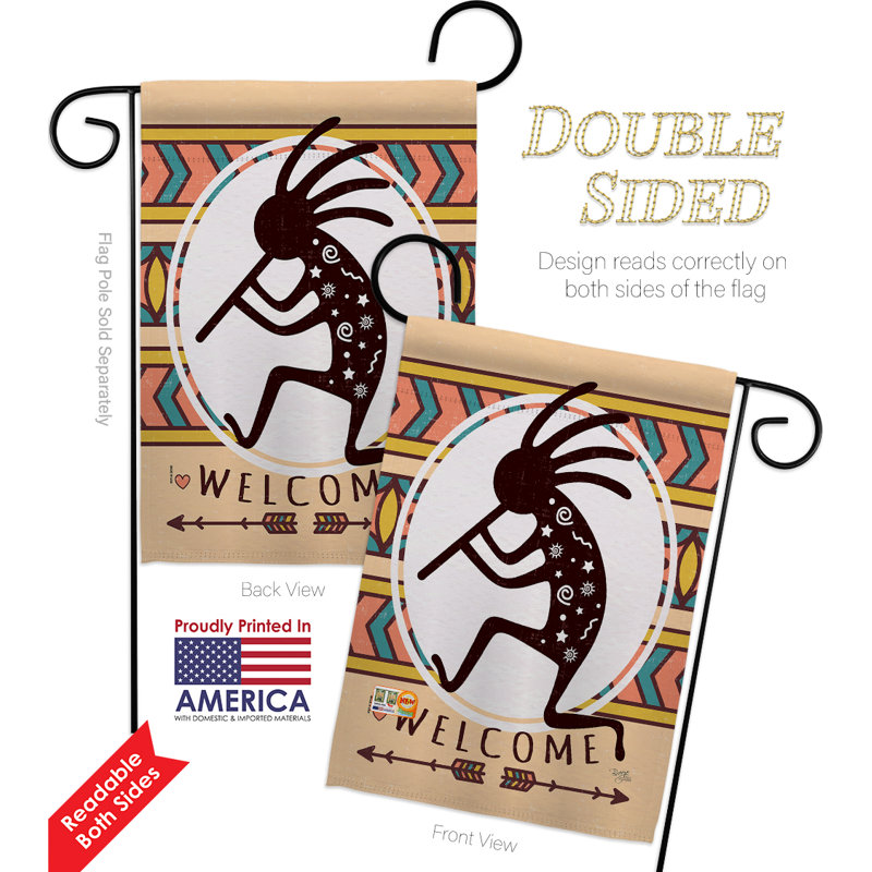 Welcome Kokopelli Dance 2 faces polyester 18,5 x 13 po Ensemble de drapeaux