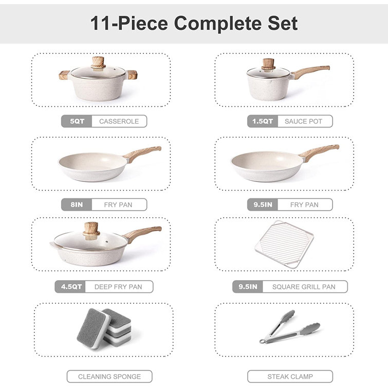 Caannasweis Nonstick 11 Piece Aluminum Cookware Set & Reviews