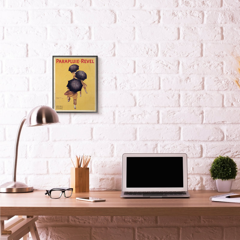 Parapluie-Revel Vintage Poster Yellow Design Black Framed Giclee Texturized Art by Marcello Dudovich, 14" H x 11" W x 1.5" D