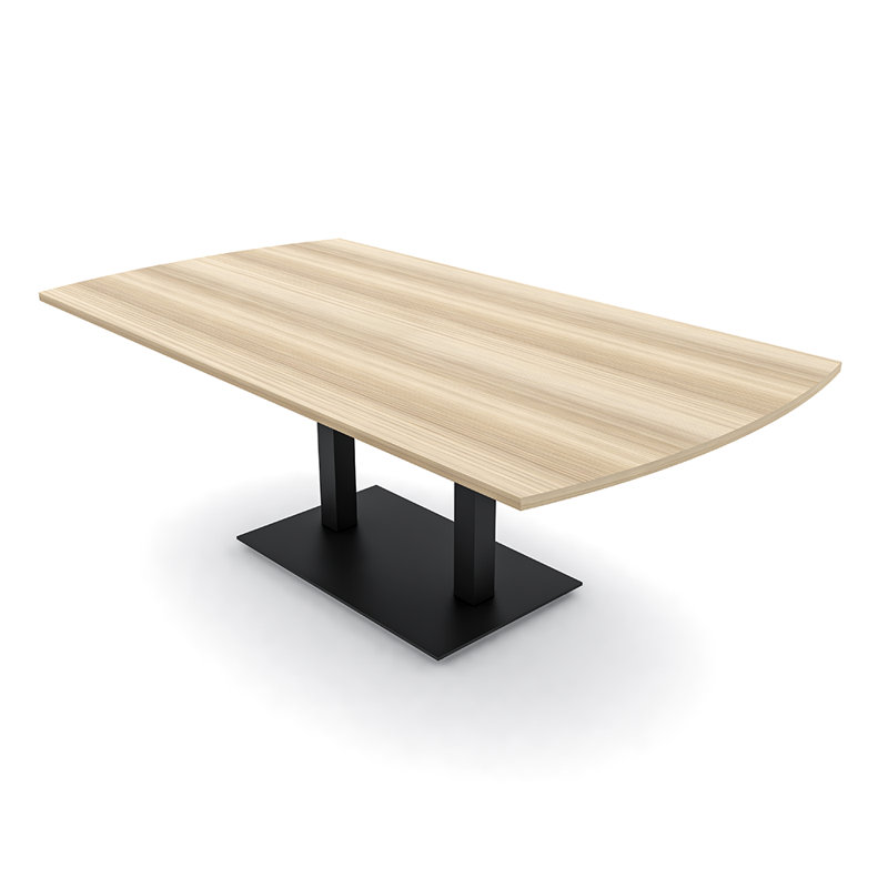 Table de conférence Pavert Arc, Noir mat, Blond blond cendré, H 30 po x l 84 po x P 48 po