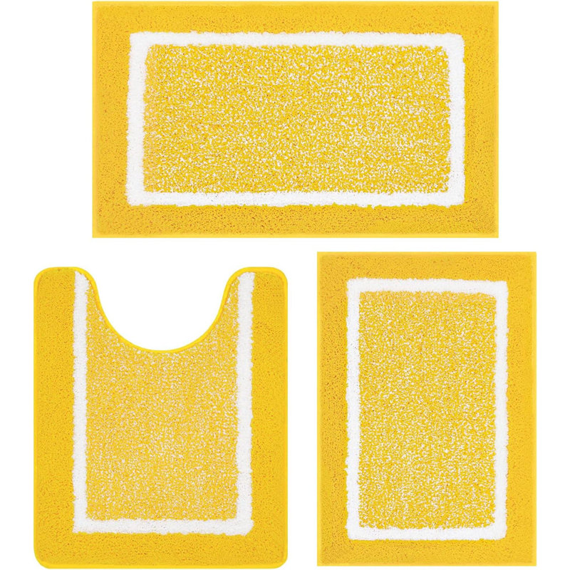 Janmesh Microfiber Non-Slip Bath Rug, Yellow