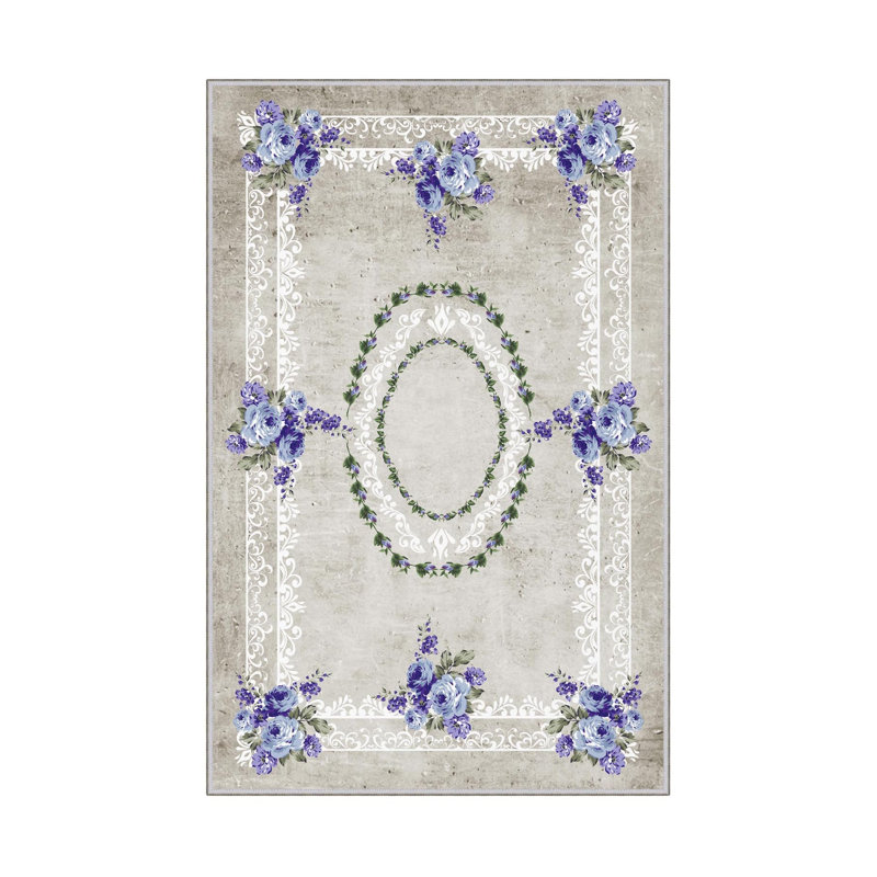 Tapis tissé antibactérien (2,6 x 4,0 pi), 100% polyester, d'une hauteur de poils de 0,3 po | Impression numérique 3D antidérapante à pois en PVC | Lavable à la machine, facile d'entretien pour le salon, la chambre à coucher et le bureau