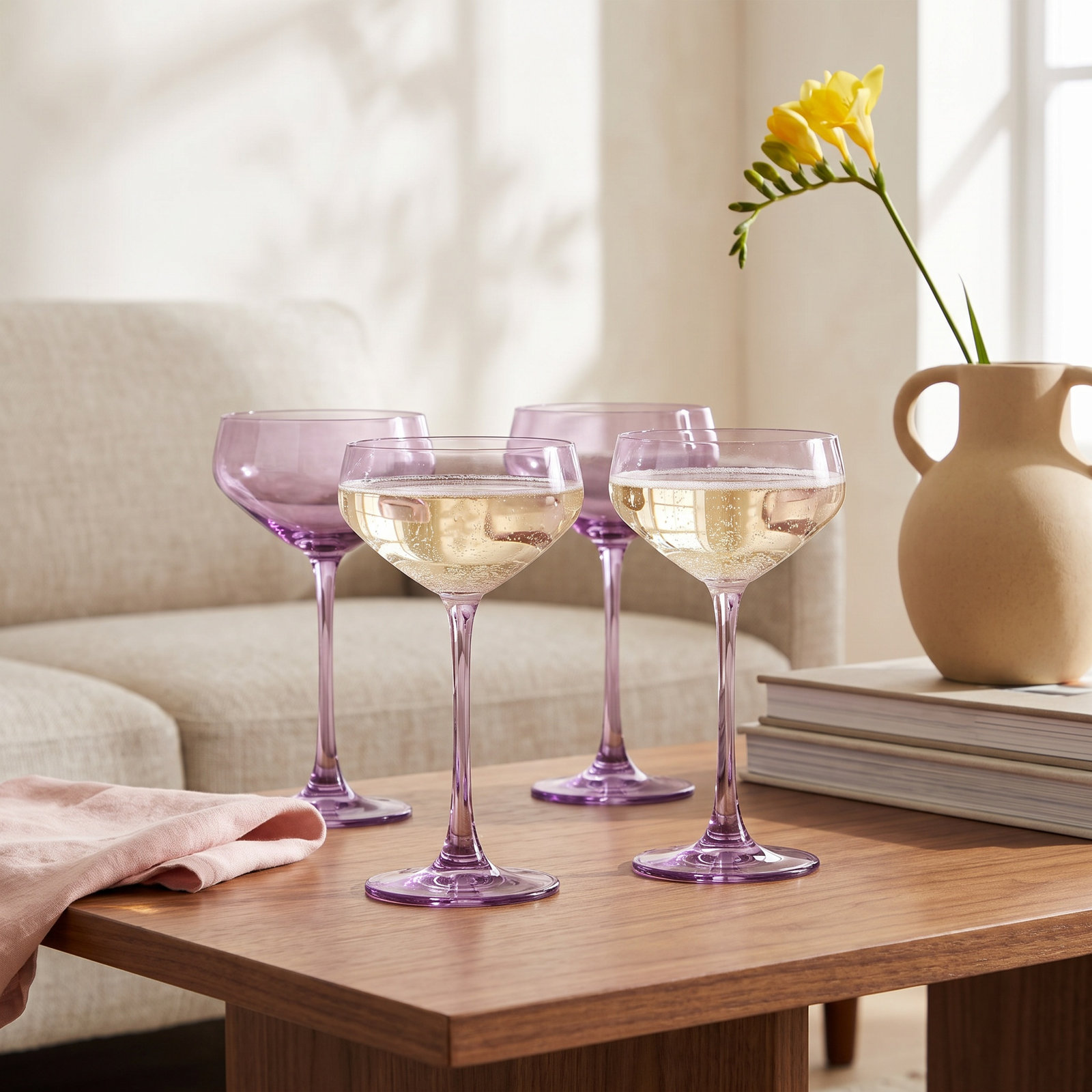 Amelia Crystal Coupe Glass, Lavender