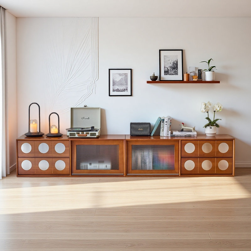 Meuble télé brun français au design rétro