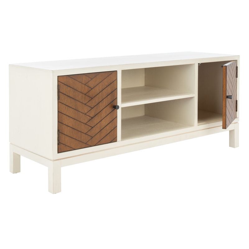 Lindhilde TV Stand for TVs up to 43", Distressed White/Honey Brown