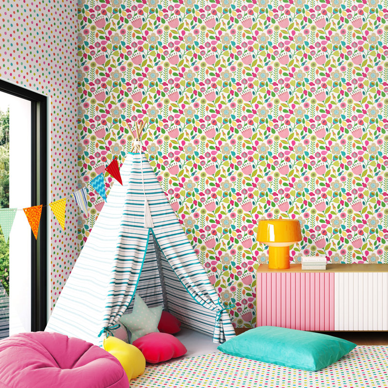 Hoopla Walls Folk Floral Tutti Frutti 10m Wallpaper