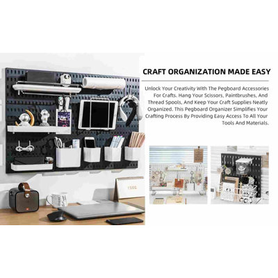 Wall Organizer Peg Board - Elevate And Declutter Your Gaming And Office(White)