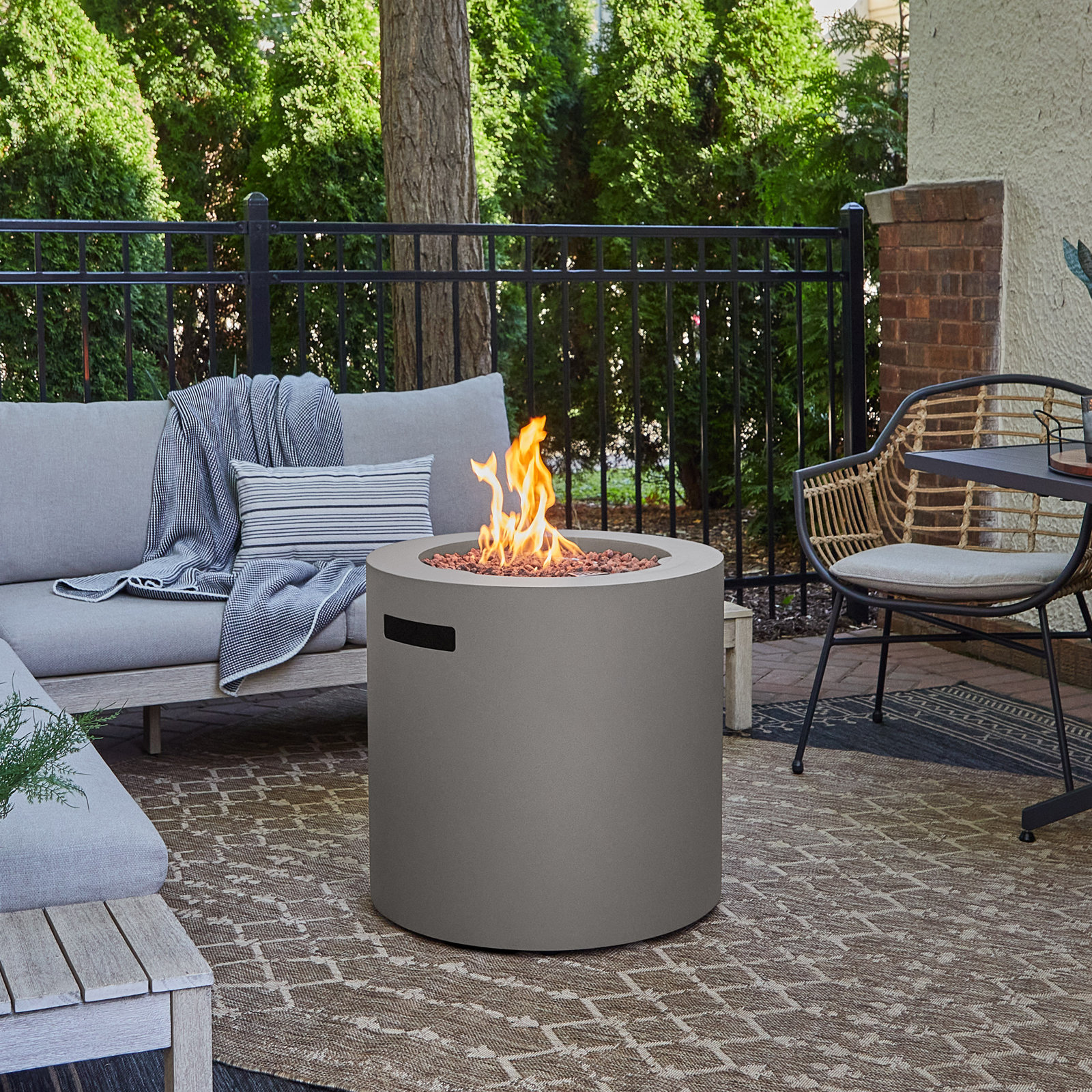 Aegean Round Fire Pit, Gray