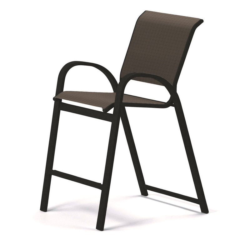 Tabouret de bar 42 po Holna, Tweed Sunbrella® brun, Graphite texturé
