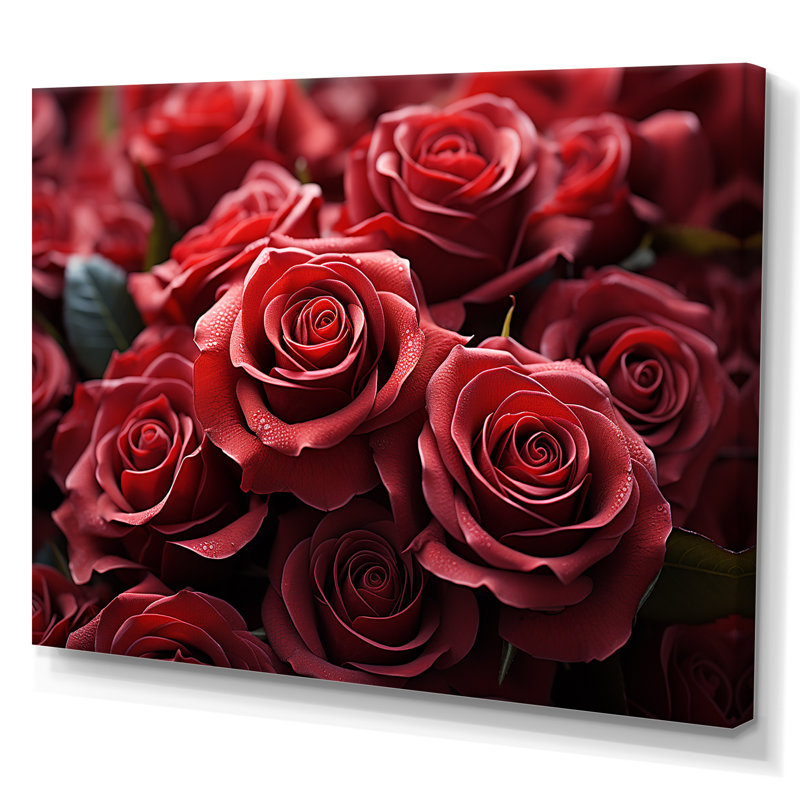 «Crimson Rose Passion I», reproduction sur toile, H 34 po x l 44 po x P 1,5 po, Toile tendue