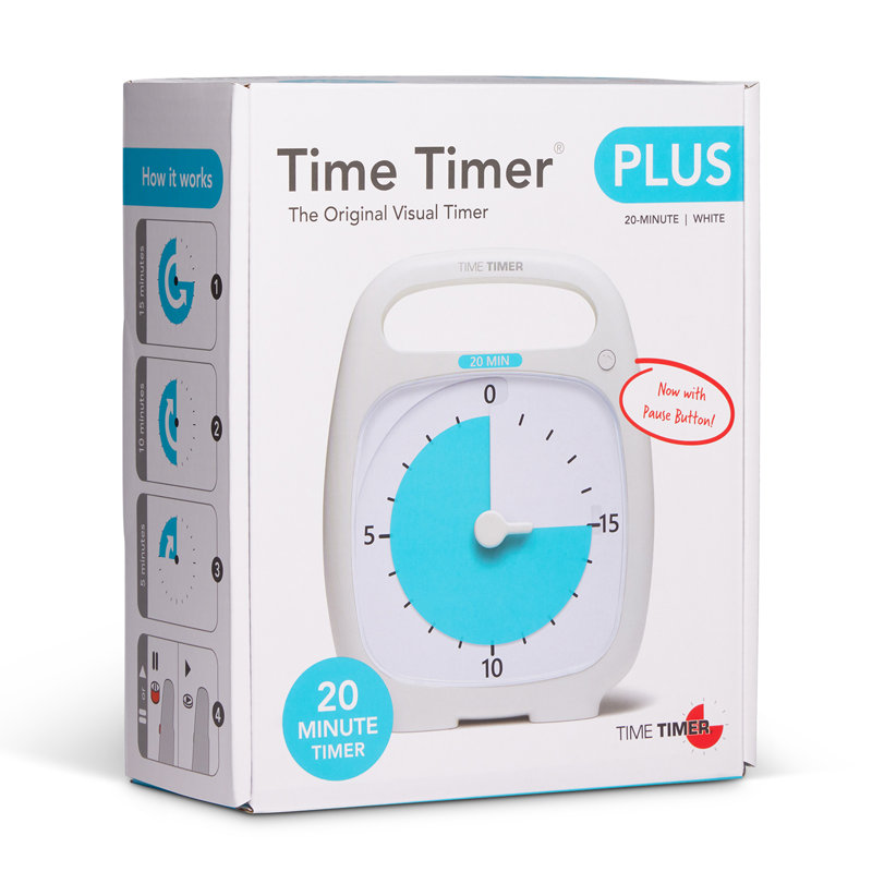 Time Timer PLUS, 20 Minute Timer, White