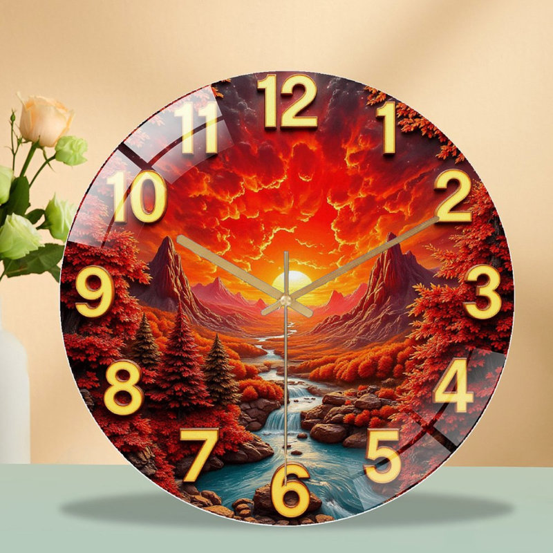 Horloge murale coucher de soleil, horloge murale 12 po