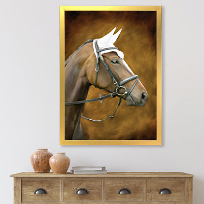 Portrait d'un cheval brun avec oreilles blanches - Photographie sur toile