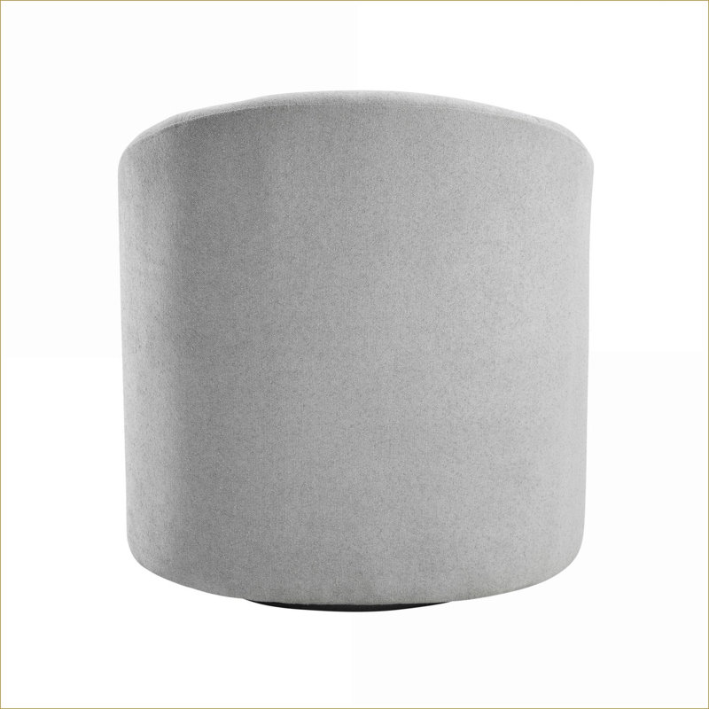 Fauteuil d'appoint pivotant tonneau gris clair, siège contemporain en bois massif pour salon, adultes