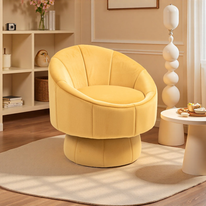 Chaise d'appoint Mid-Century moderne avec structure en bois, chaise pivotante rembourrée pour chaises de salon, fauteuil de lecture pour véranda de chambre à coucher