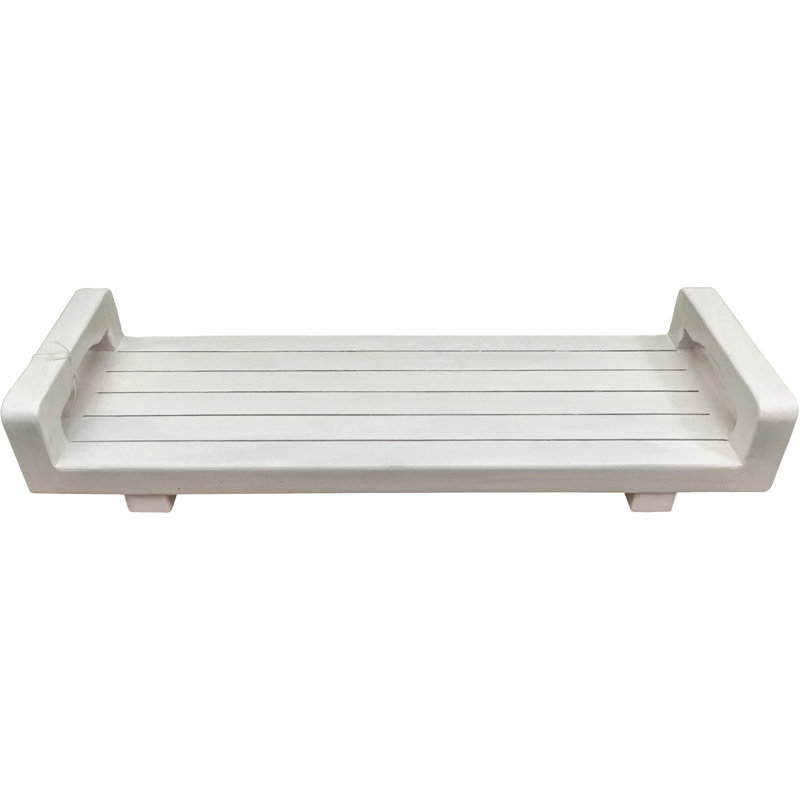 Eleganto 29" White Driftwood Teak Bath Tray with LiftAide Arms