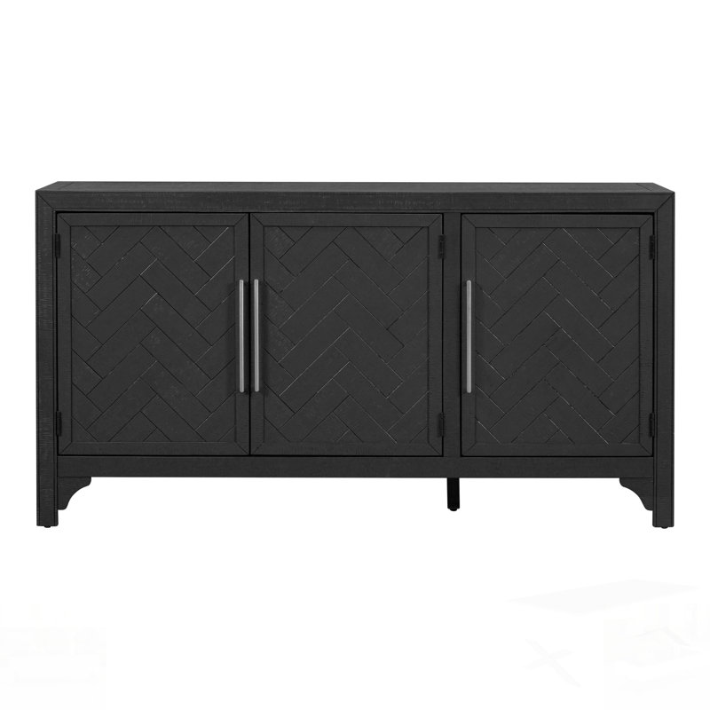 Buffet de rangement conçu avec panneau de fibres à densité moyenne + placage de pin, tablettes réglables et utilisation polyvalente pour diverses pièces