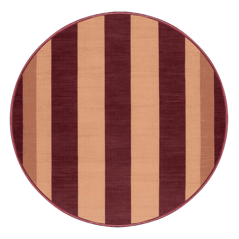Machine Washable Checkered Red Area Rug, Round 5'