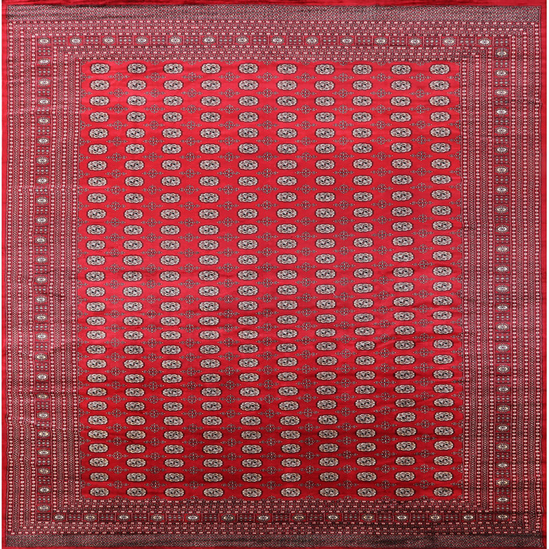 Tapis oriental rouge Riyan, Carré 8 pi