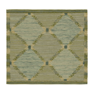 One-of-a-Kind Rectangle 2'11”x2'1” 1950s Wool Area Rug