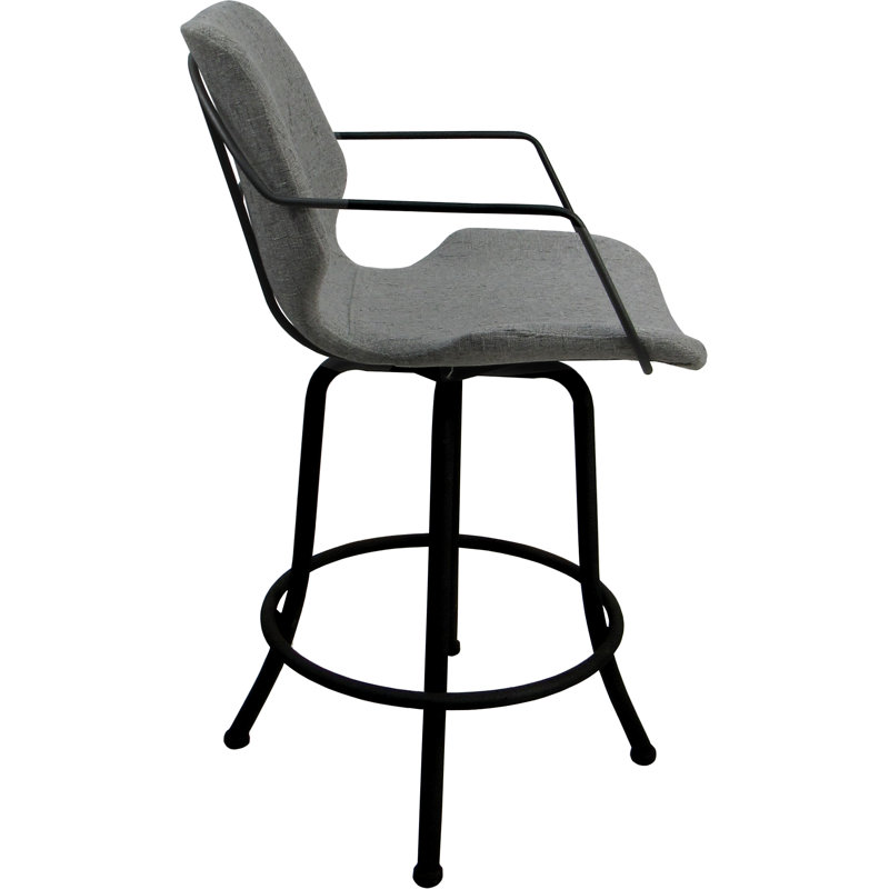 Tabouret de bar pivotant en métal - siège de 30 po, Noir, Gris