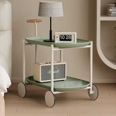 Moon Storage Cart For Living Room And Kitchen, Nordic Mobile Trolley With Double - Layer Shelf, T Shaped Structure, 0 Odor, Small Island Width, Rectangular Shape Kitchen Cart, Style Shelf Space,