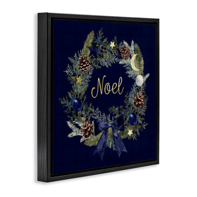Art mural en toile «Noel Holiday Wreath» par Victoria Barnes