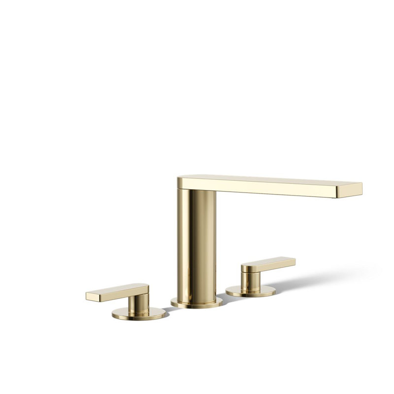 Composed Double Handle Deck Mounted Roman Tub Faucet Trim with Diverter, Vibrant French Gold