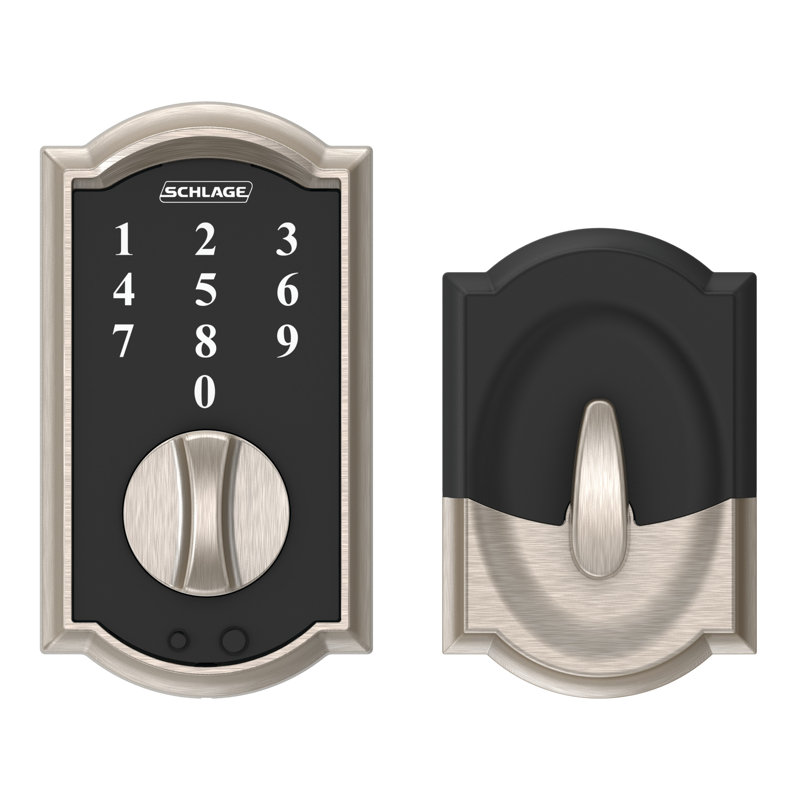 Schlage Touch Keyless Touchscreen Deadbolt with Camelot Trim, Satin Nickel