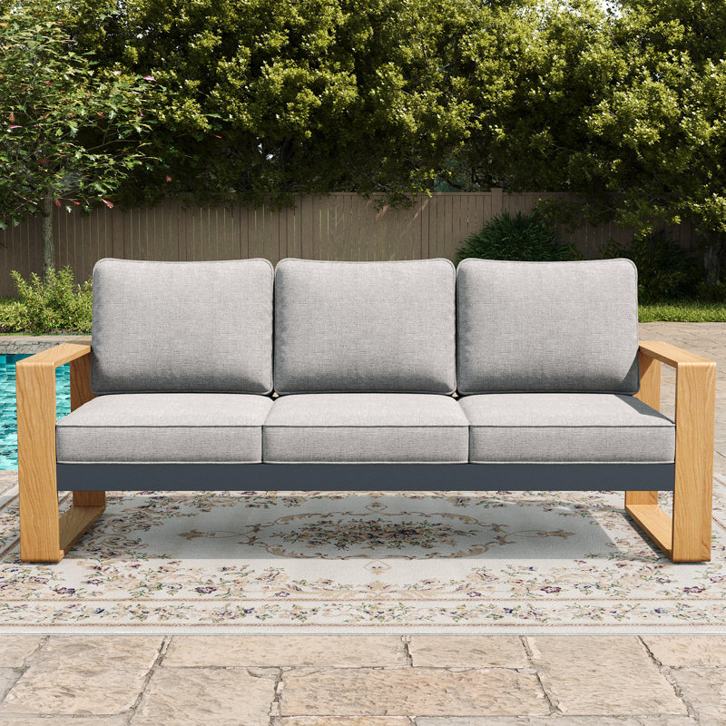 198.1cm Wide Patio Sofa with Cushions, Light Grey
