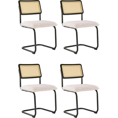 Orchimont Fleece Rattan Back Side Chair dining chairs (White,4)