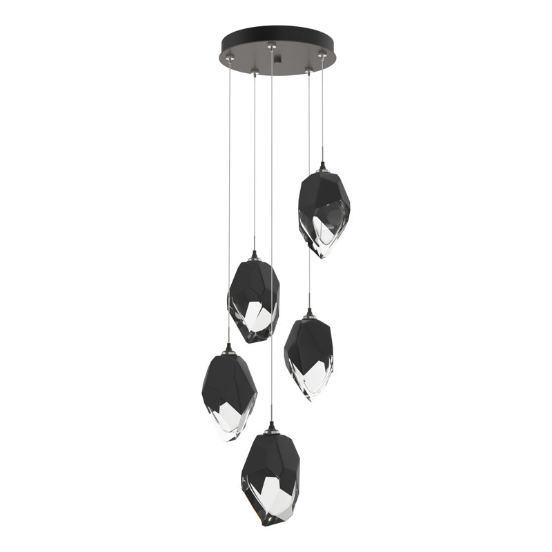 Chrysalis 5 - Light Cluster Pendant, 15" - 80", Black, Dark Smoke
