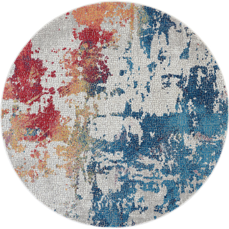 Hitton Abstract Area Rug, Round 122 x 122cm