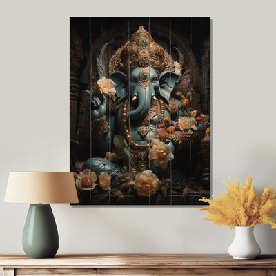 Gold Teal Indian Art Mystic Ganesha