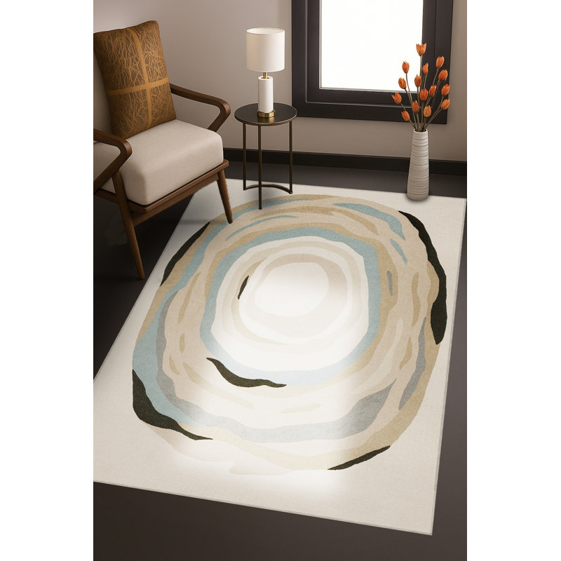 Tapis tissé crème à imprimé tigre Mosso, 4'11" x 7'7"