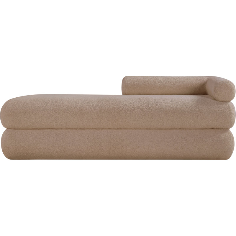 Banc rembourré en tissu Kennedy Eilynn Teddy, Tissu beige en fausse peau de mouton