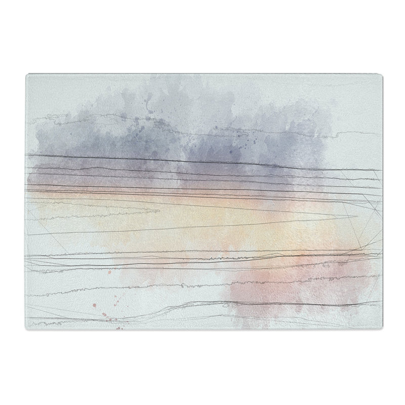 Tempered Glass Cloud Stripes Chopping Board, 28.5 cm x 39 cm