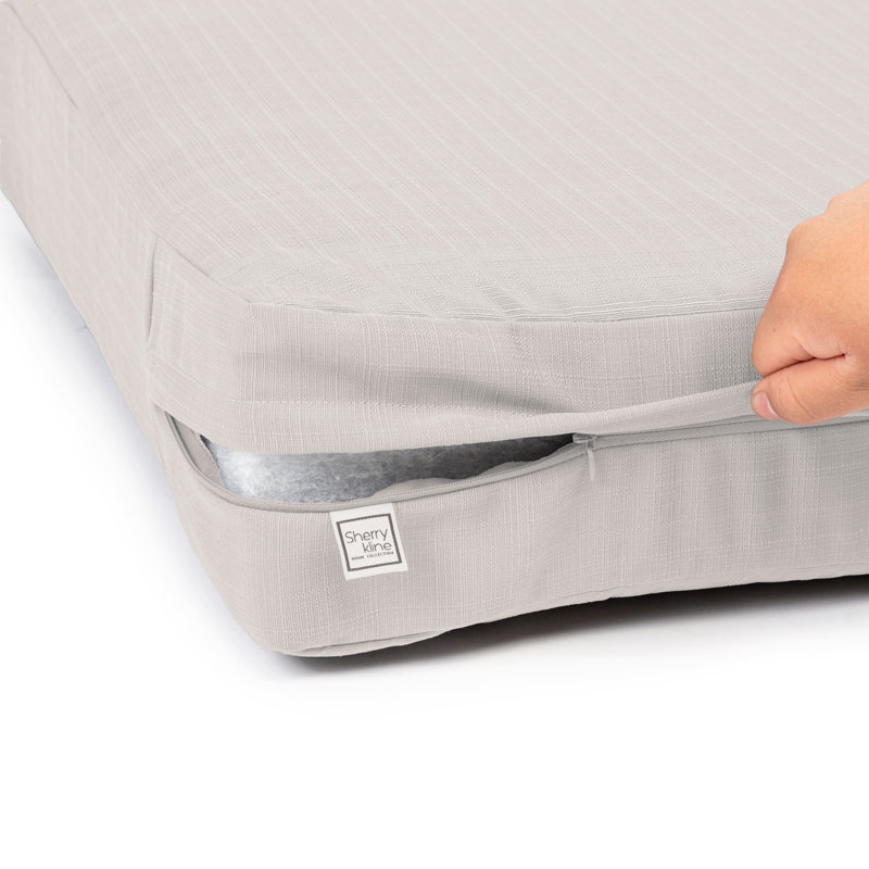 Seat Cushion With Zipper Closure And Separated Back Cushion, With White Polyester Padded Fill., Eggshell