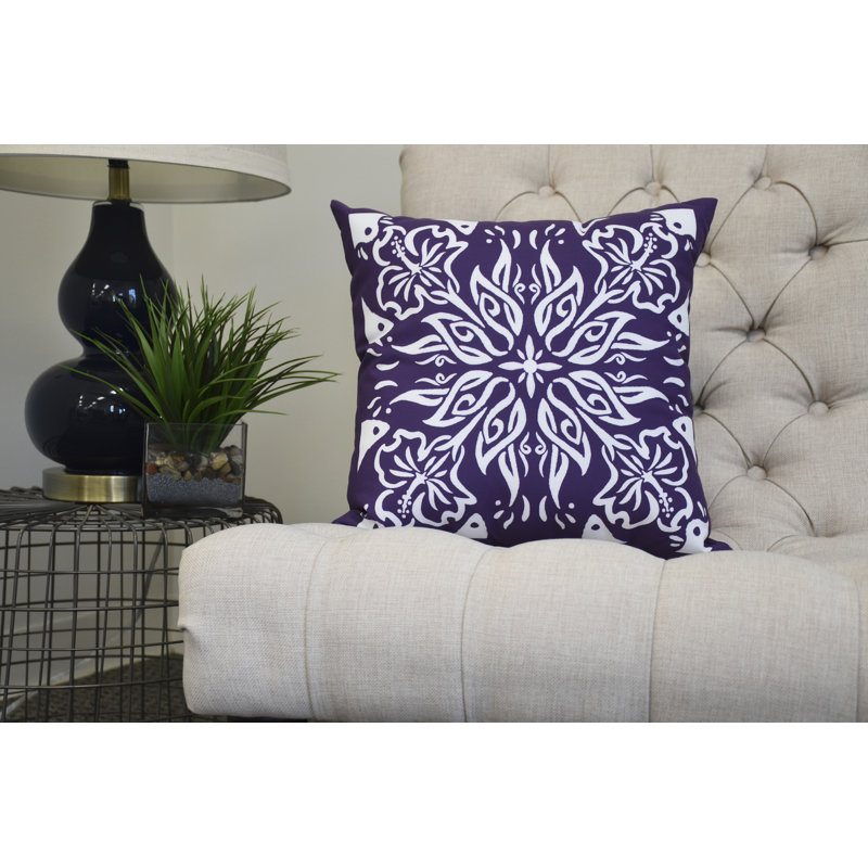 Cuban Flare Geometric Reversible Throw Pillow, 18" x 18", Purple