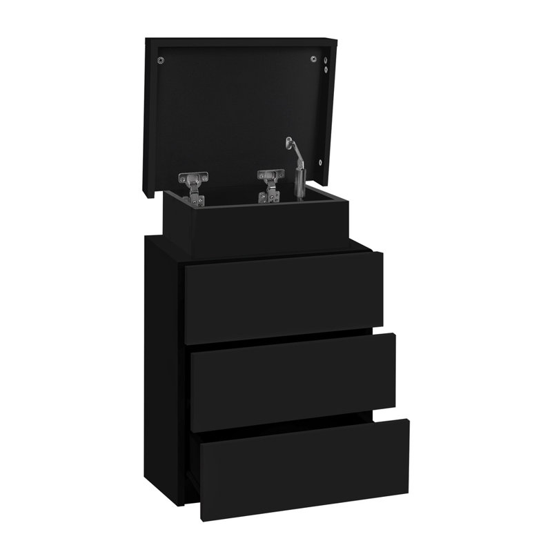 Mithilesh 45cm W Manufactured Wood Bedside Table, Black