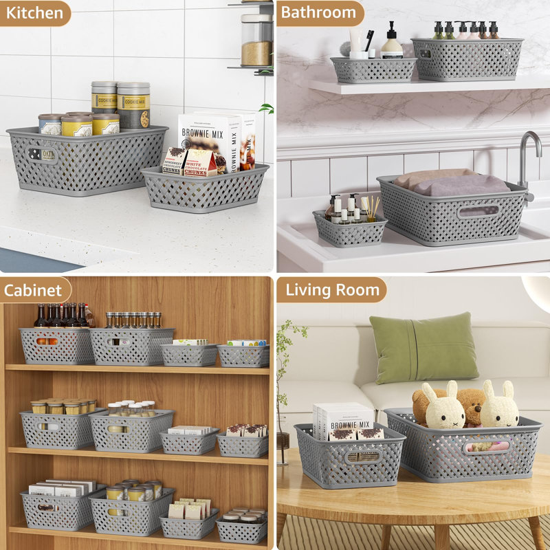 Organization And Storage 3 Packs, Plastic Bins Organizer Bins, Woven Baskets For Storage, Plastic Baskets