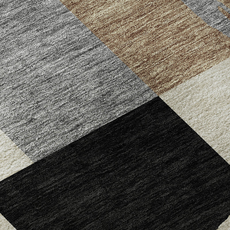 Premium Machine Washable Prisco Pewter Rug, Rectangle 1'8" x 2'6"