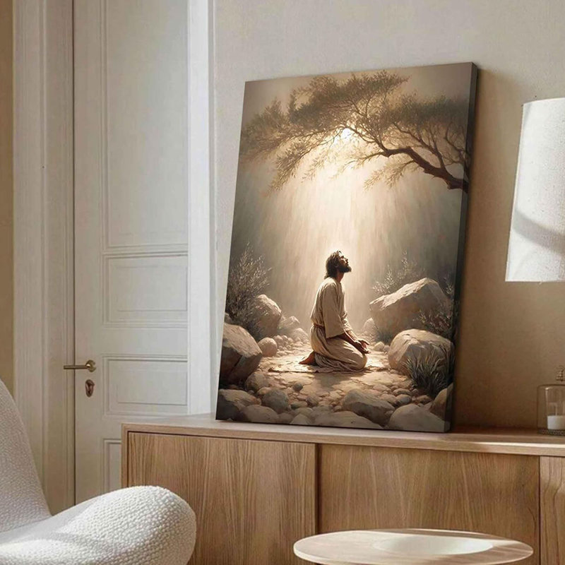 Jesus Prayers Canvas Wall Art God Divine Mercy Portrait Tranquility Painting Picture Wall Decor Jesus Praying In The Garden Of Gethsemane Poster Prints For Bedroom Church Home Decoration