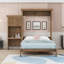 Grand lit escamotable en bois avec tablettes, conception classique à persiennes-204906976