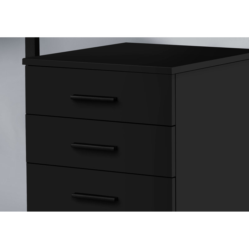 Black Laminate Rolling File Container, For Neat Office Organization Cabinet In Laminate, With Adequate Storage Drawers