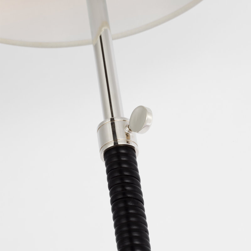 Basden Buffet Table Lamp, Polished Nickel/Black Rattan